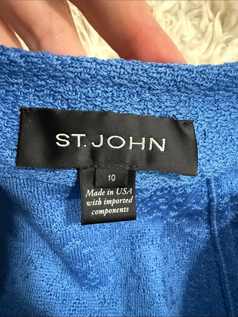 St. John Collection Wool Blend Hannah Knit Stand Collar Jacket, Niagara, Size 10 - Picture 10 of 12